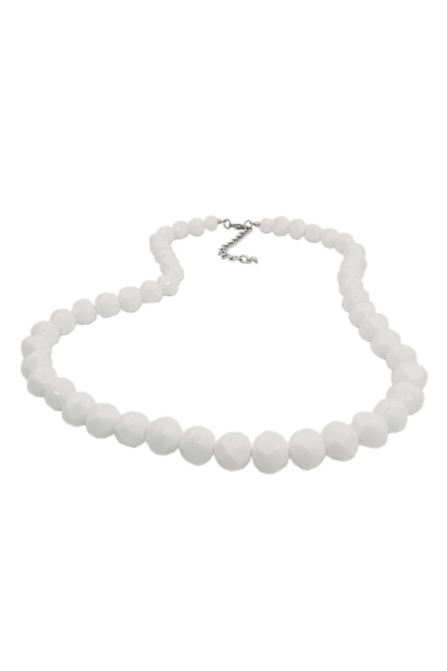 NECKLACE BEADS 10MM WHITE SHINY 50CM
