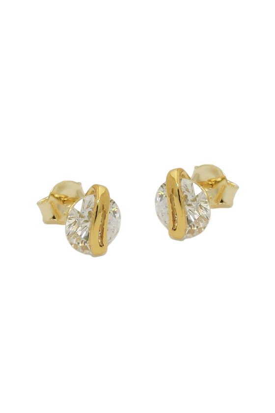 EARRINGS BIG ZIRCONIA WHITE 9K GOLD