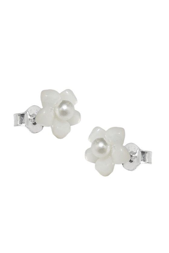 EARRINGS STUDS FLOWER PEARL SILVER 925