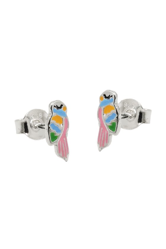 EARRINGS STUDS PARROT COLOUR SILVER 925
