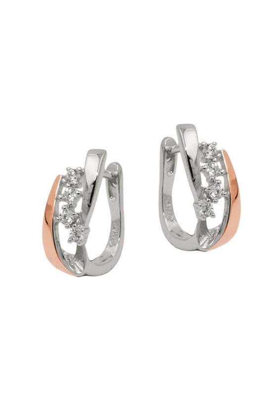 HOOP EARRINGS TWO TONE SILVER 925