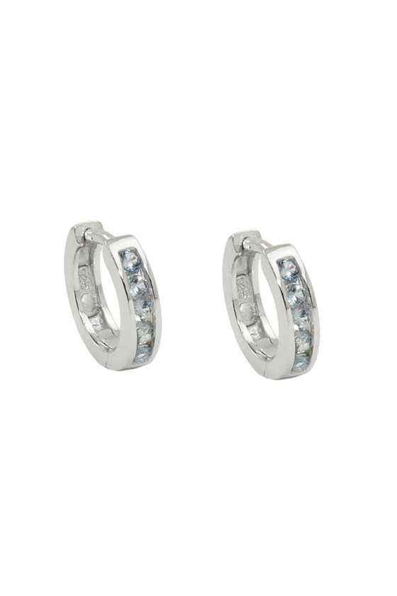 HOOP EARRINGS ZIRCONIA BLUE SILVER 925