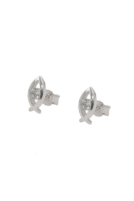 EARRINGS JESUS FISH SIGN SILVER 925