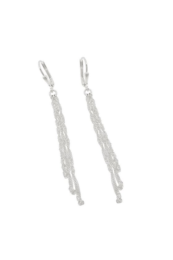 LEVERBACK EARRINGS WITH CHAIN SILVER 925