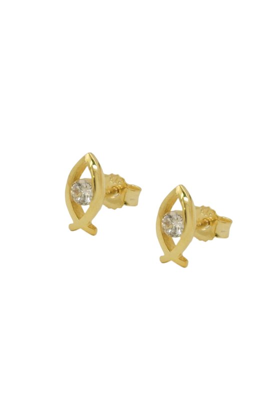 EARRING STUDS FISH JESUS-SIGN 9K GOLD