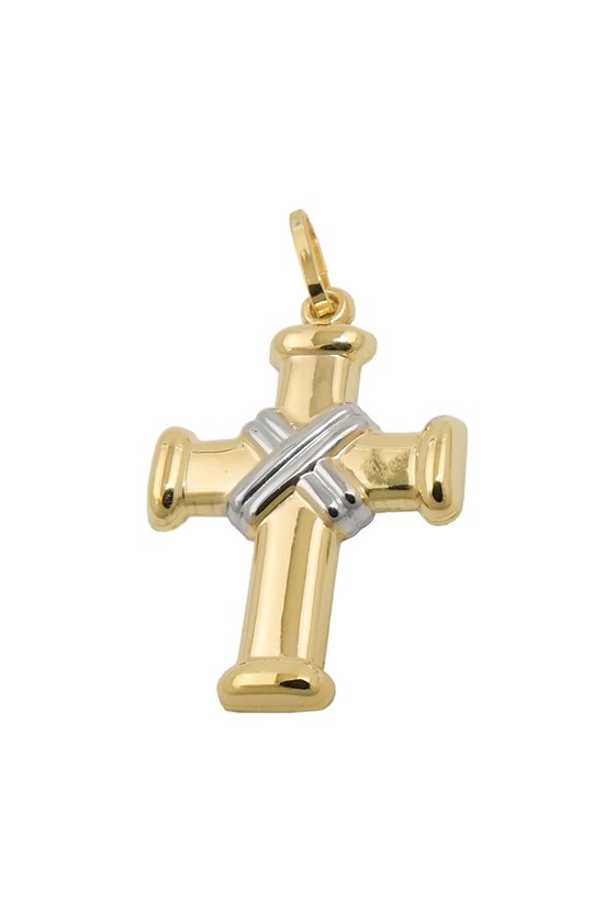 PENDANT CROSS RHODIUM-PLATED 9K GOLD