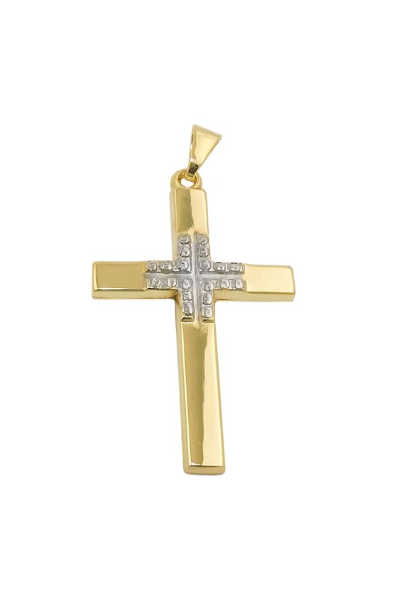 PENDANT CROSS RHODIUM-PLATED 9K GOLD