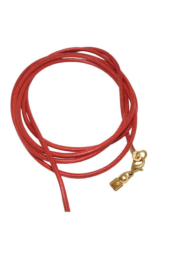 BAND LEATHER RED GOLD CLASP 100CM