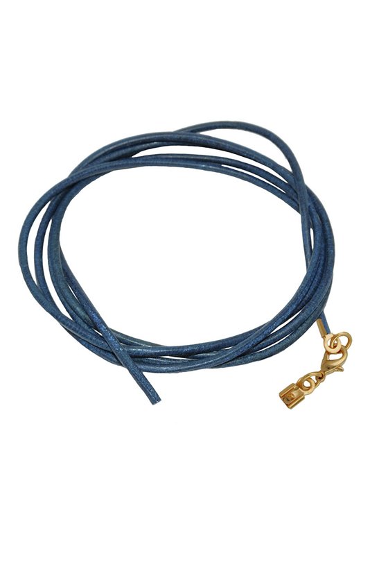 BAND LEATHER BLUE GOLD CLASP 100CM