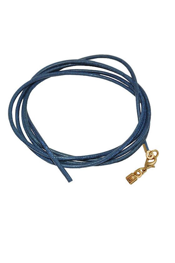 BAND LEATHER BLUE GOLD CLASP 100CM