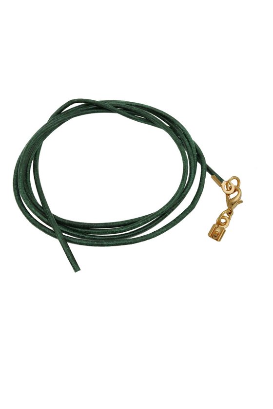 BAND LEATHER GREEN GOLD CLASP 100CM
