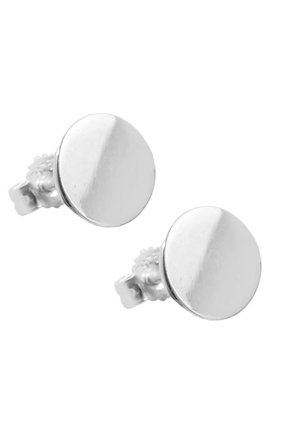 EARRINGS 8MM PLATE POLISHED SILVER 925