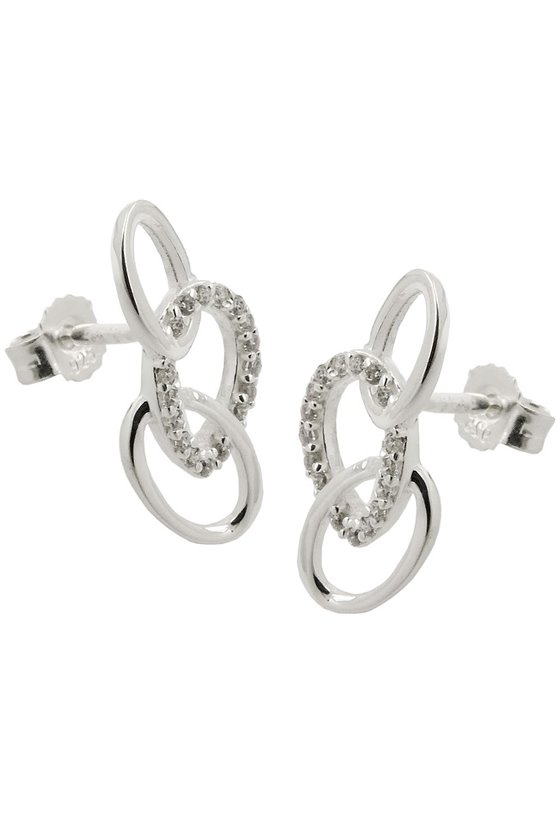 STUD EARRINGS WITH 3 ELLIPSES SILVER 925