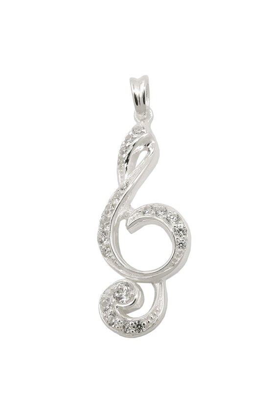 PENDANT CLEF MANY ZIRCONIAS SILVER 925