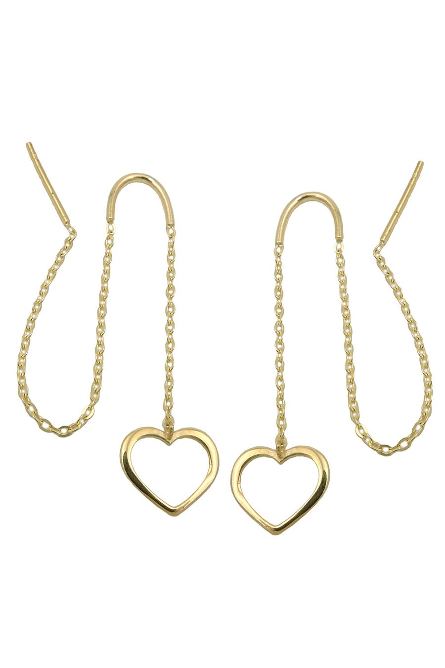 EARRINGS BOX CHAIN 93MM HEART 9K GOLD