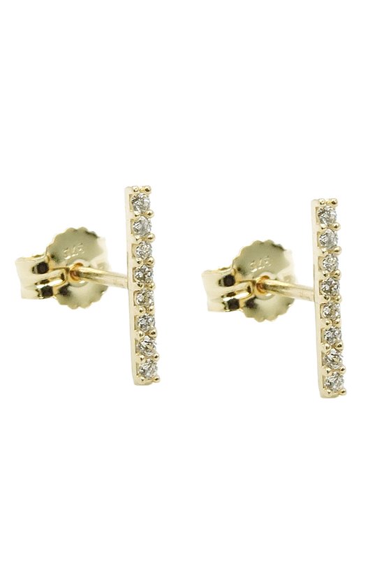 STUD EARRINGS 8 ZIRCONIAS 9K GOLD