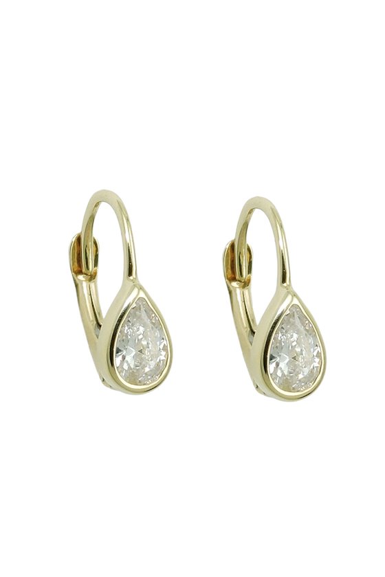 LEVERBACK EARRINGS DROP WHITE 9K GOLD