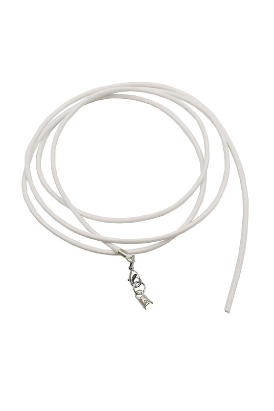 BAND LEATHER WHITE SILVER CLASP 100CM