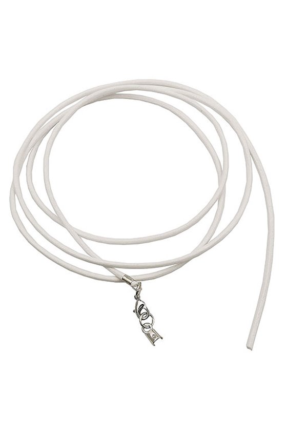 BAND LEATHER WHITE SILVER CLASP 100CM