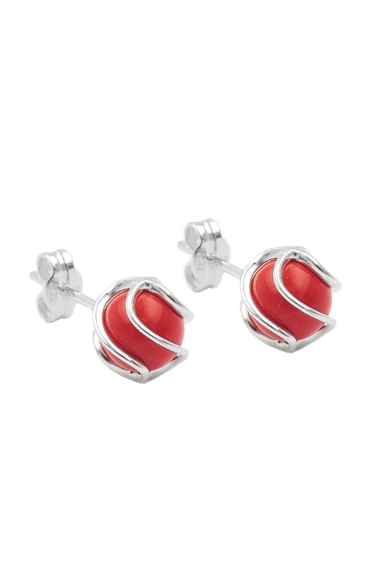 EARRINGS RECONSTRUCTED CORAL SILVER 925