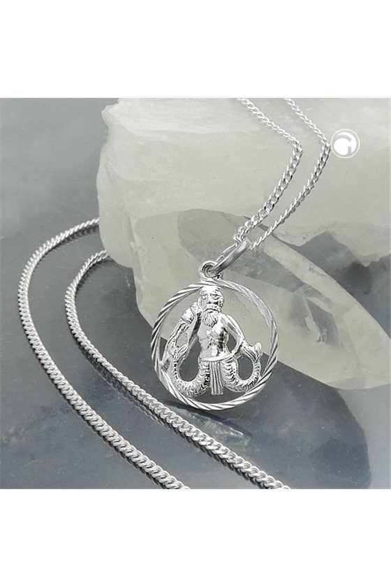 SET ZODIAC AQUARIUS + CHAIN SILVER 925