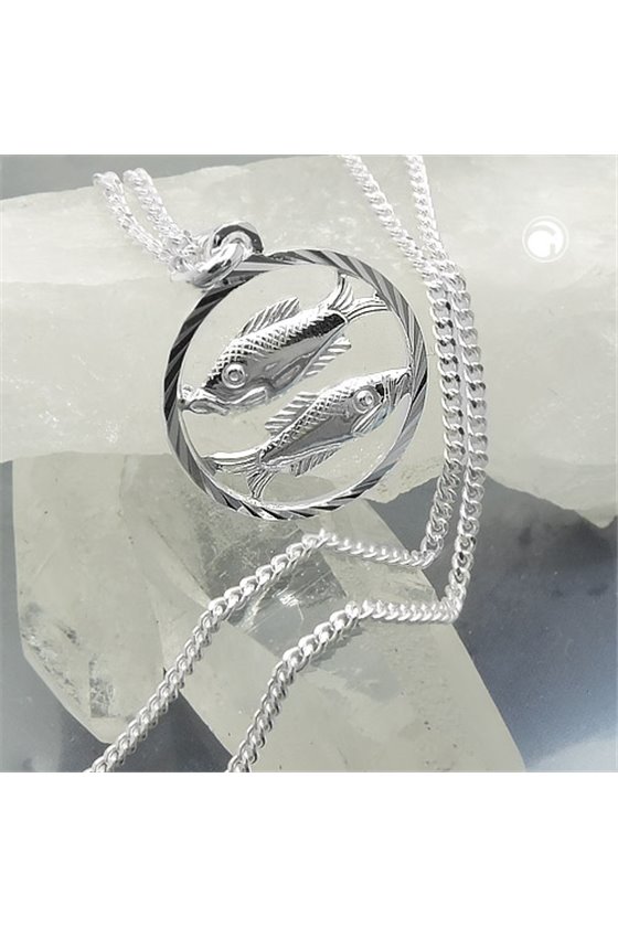 SET ZODIAC PISCES + CHAIN SILVER 925