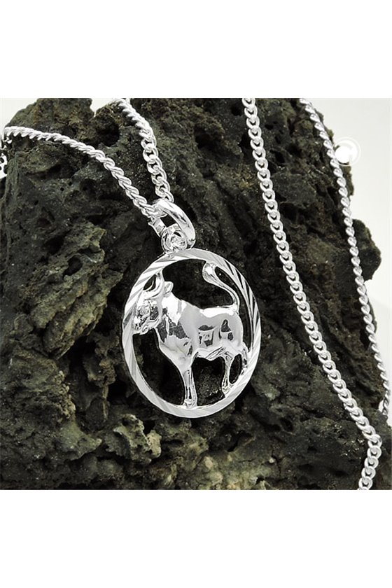 SET ZODIAC TAURUS + CHAIN SILVER 925