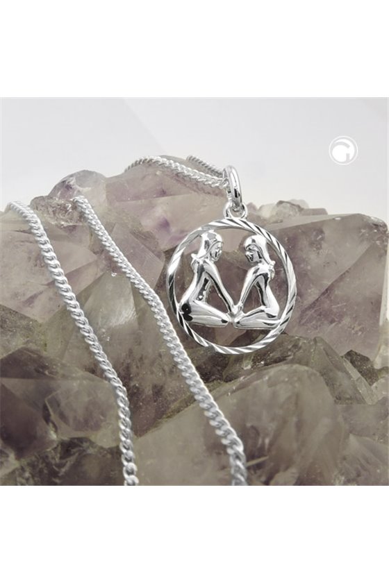 SET ZODIAC GEMINI + CHAIN SILVER 925