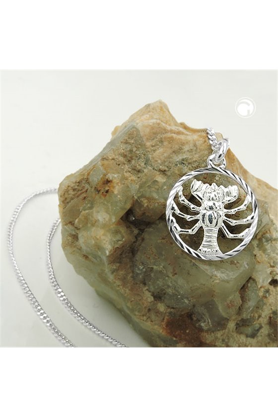 SET ZODIAC CANCER + CHAIN SILVER 925