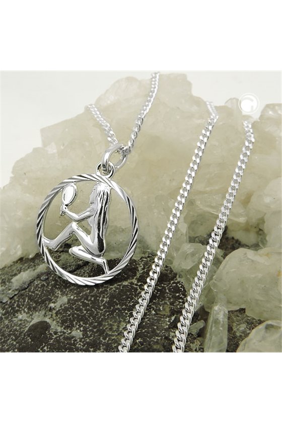 SET ZODIAC VIRGO + CHAIN SILVER 925