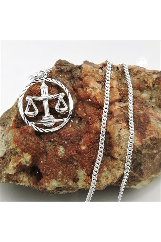 SET ZODIAC LIBRA + CHAIN SILVER 925