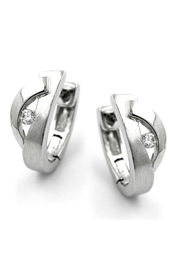 HOOP EARRINGS ZIRCONIA WHITE SILVER 925