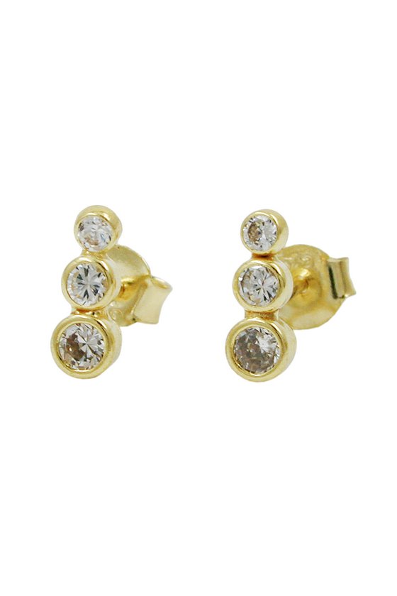 EARRINGS WITH 3 ZIRCONIAS 9K GOLD