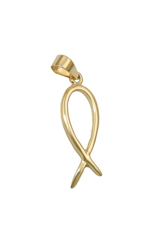 PENDANT JESUS-SIGN FISH GLOSSY 9K GOLD