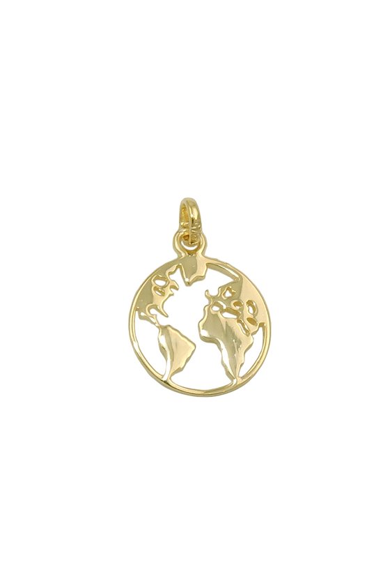 PENDANT WORLD ATLAS FLAT GLOSSY 9K GOLD