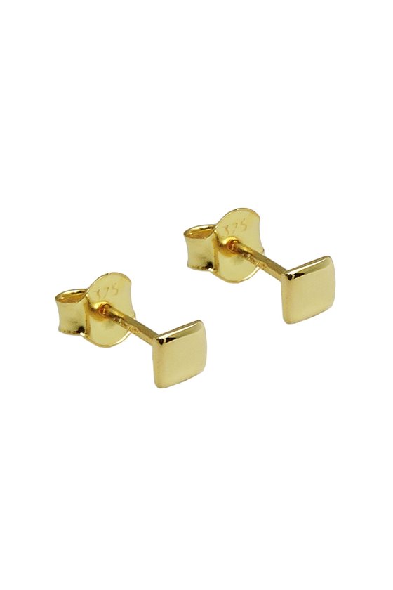 STUD EARRINGS QUADRANGLE FLAT 9K GOLD