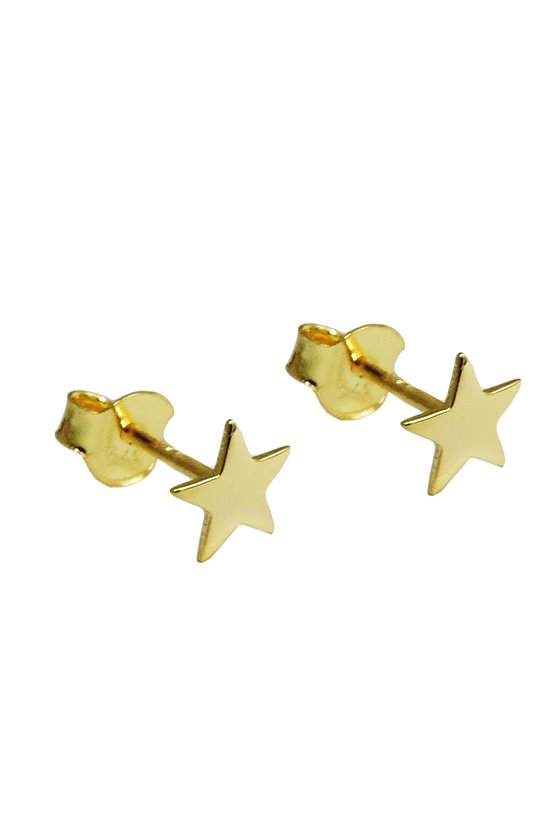 STUD EARRINGS STAR POLISHED FLAT 9K GOLD