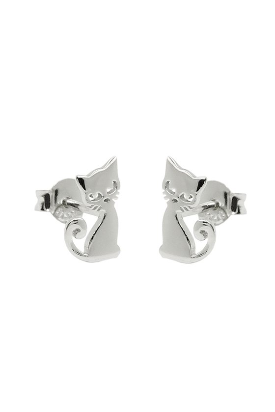 EARRINGS CAT GLOSSY SILVER 925