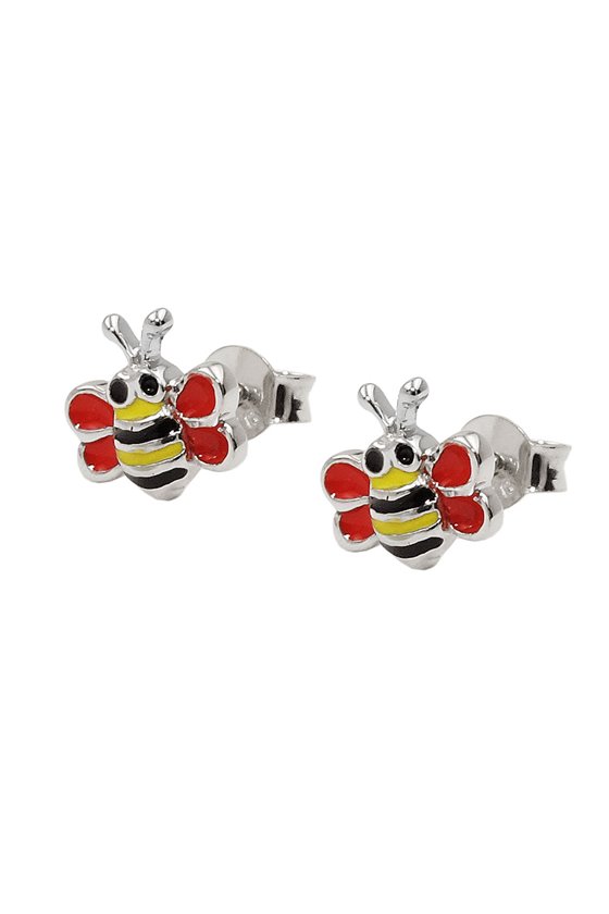 EARRINGS BEE BLACK-YELLOW SILVER 925