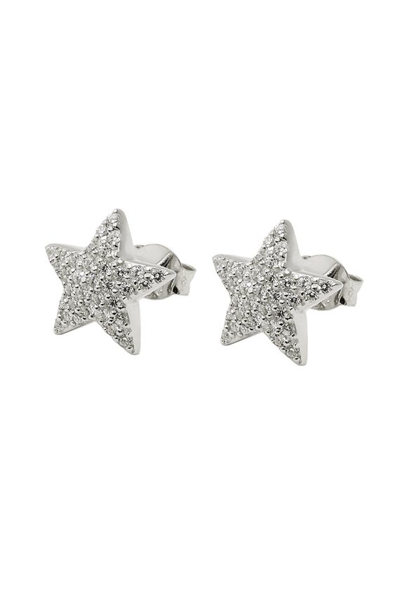 EARRINGS STUDS CZ STAR WHITE SILVER 925
