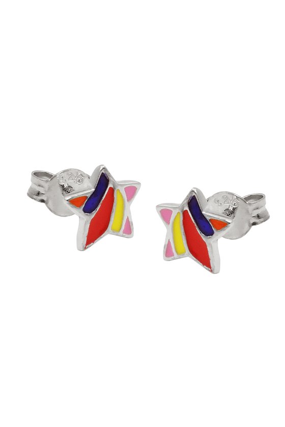 EARRINGS STUDS STAR MULTI SILVER 925