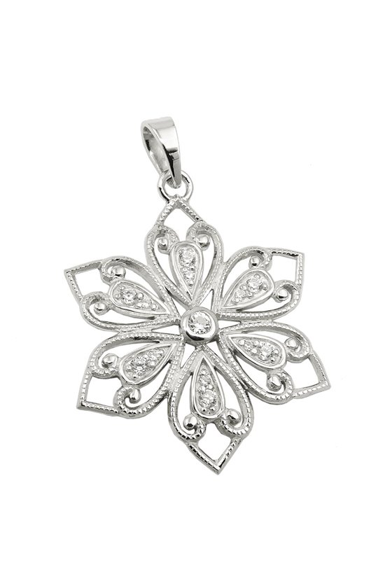 PENDANT FLOWER RHODIUM PLATED SILVER 925