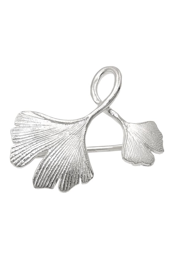 BROOCH DOUBLE GINKGO LEAF SILVER 925