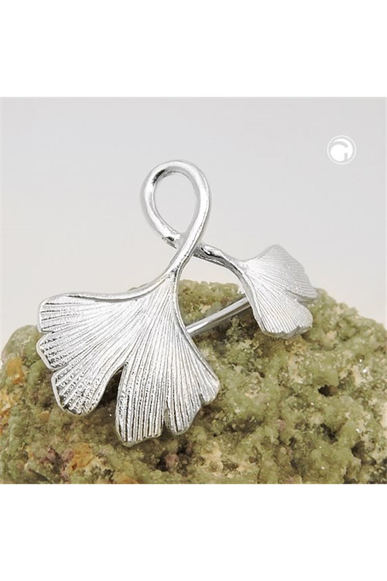 BROOCH DOUBLE GINKGO LEAF SILVER 925