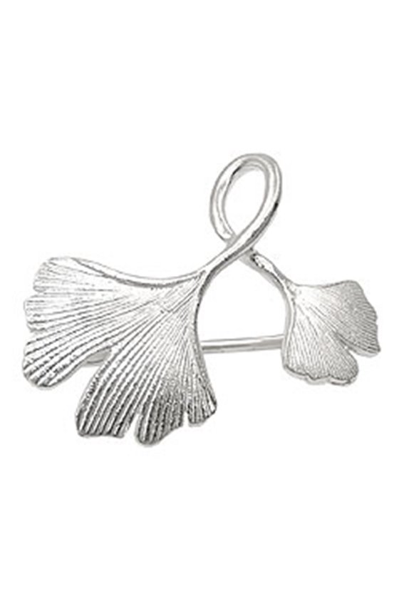 BROOCH DOUBLE GINKGO LEAF SILVER 925