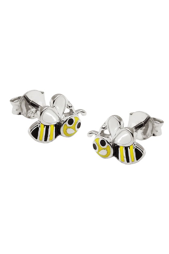 EARRINGS BEE BLACK-YELLOW SILVER 925