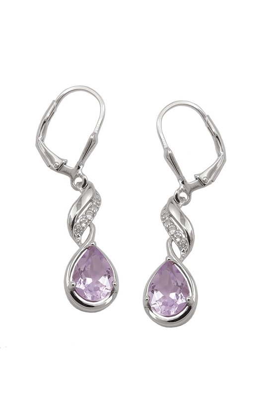 EARRINGS LEVERBACK AMETHYST SILVER 925