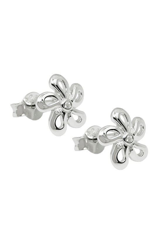 STUD EARRING FLOWER ZIRCONIA SILVER 925