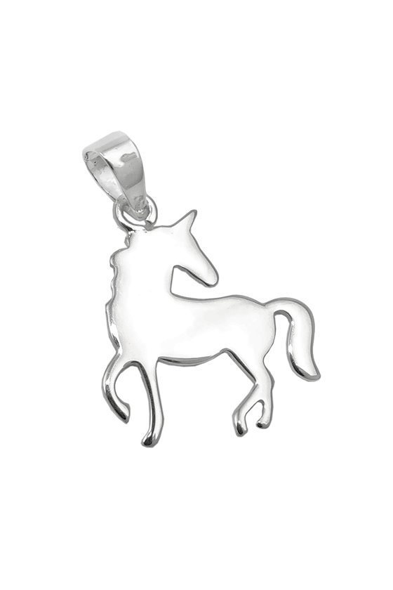 PENDANT FLAT UNICORN POLISHED SILVER 925