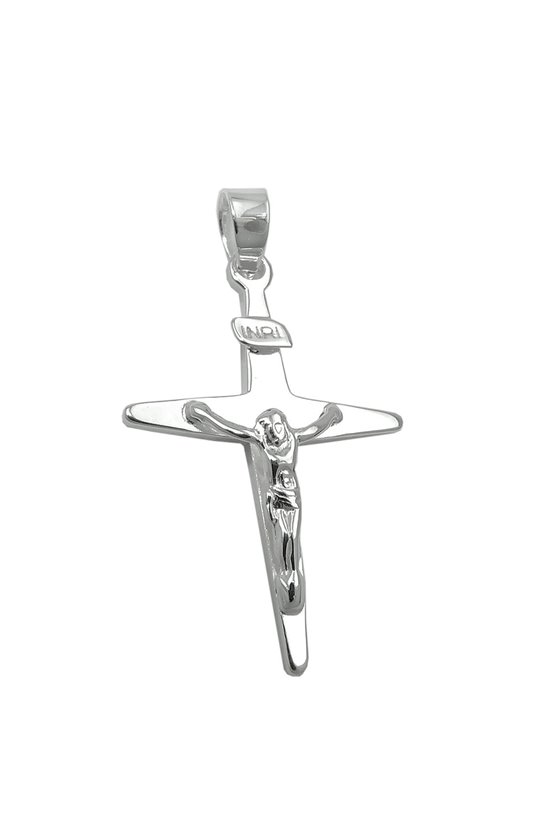 PENDANT CRUZIFIX CROSS GLOSSY SILVER 925